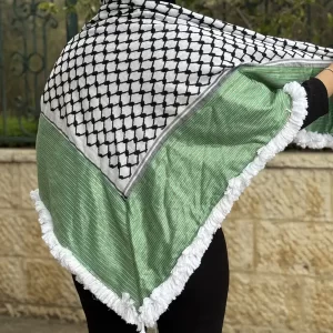 Kuffiyeh - Turquoise and Gold Syrian Material