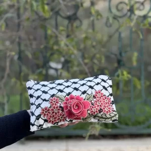 Pink Floral Kuffiyeh Clutch