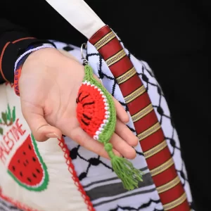Kuffiyeh Watermelon with Red Syrian Border Handbag