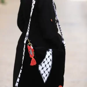 Kuffiyeh Handbag-Black with Map and Border made from the Kuffiyeh