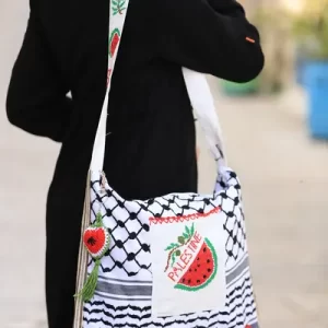 Kuffiyeh Watermelon and Olive Branch Handbag