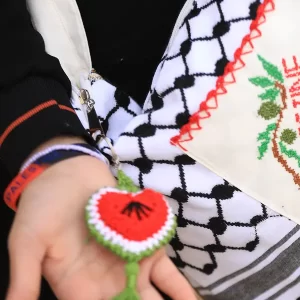 Kuffiyeh Watermelon & Cream Syrian Material Handbag
