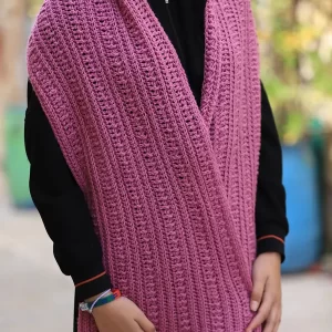 Hand Crocheted Scarf - Rose Pink