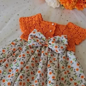 Children's Orange Buttercup Floral Dress